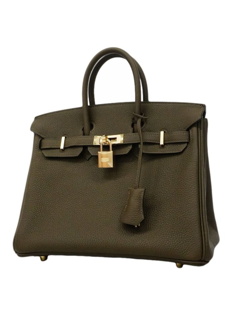 Hermes Handbag Birkin 25 Togo Vert Maquis Champagne Gold